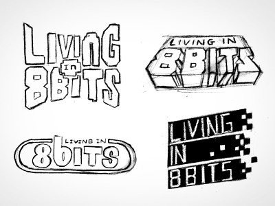 Living in 8 Bits logo sketches 8 bits games logo nintendo videogames