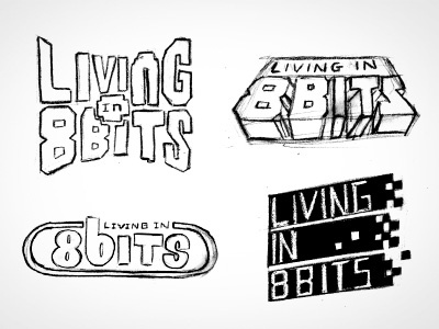 Living in 8 Bits logo sketches