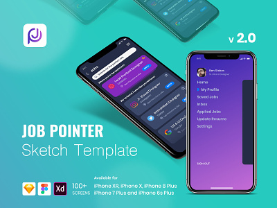 Job Pointer Sketch Template adobe xd figma mobile app design sketch template ui ux