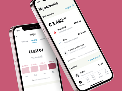 Money management app account app back-end backend bank crypto design system mobile money native numbers pink platform purple react react native saving smarter subscription woolsocks