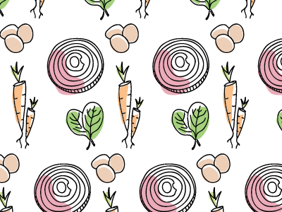 veggies and eggies carrot editorial eggs illustration loose onion spinach