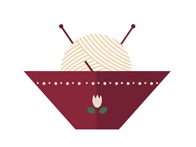 knitting bowl bowl design editorial icon illustration knitting knitting needles magazine spool yarn