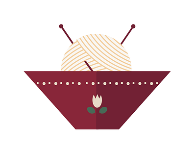 knitting bowl bowl design editorial icon illustration knitting knitting needles magazine spool yarn