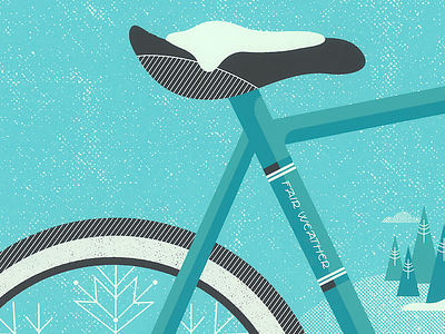 Fair Weather Poster artcrank bike blue cold graphic design illustration poster screen print snow spokes texture wheel