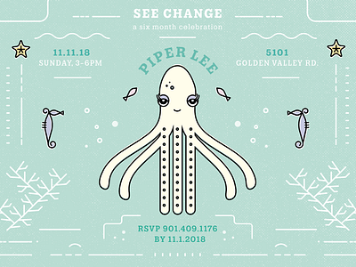 See Change WIP full babygirl coral design graphic illustration invite linework ocean octopus party sea seahorse starfish texture vector
