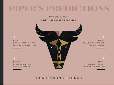 piper's predictions bull design graphic illustration taurus texture vector