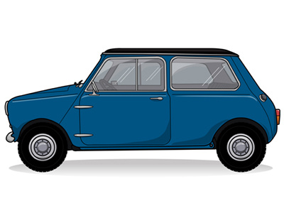 Vintage Mini Car Vector: Tim Degner blue bmw car cars cooper degner drawing dribbble hipster iconic illustration illustrator mini minicooper rendering retina retro vector vintage wheels