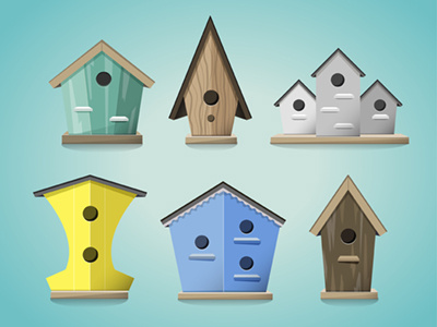 Birdhouse icons timdegner illustration