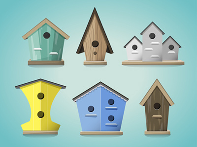 Birdhouse Illustration / Icons 3d bird birdhouse cartoon clean concept cute flat free fun icons illustrator new psd simple summer timdegner toy vector wood