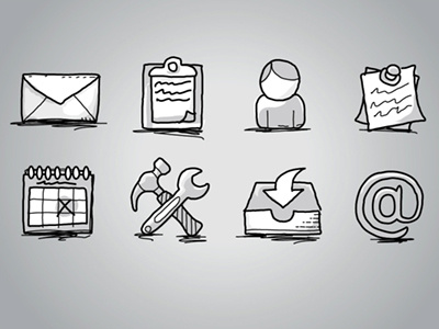 Office Icons: Hand Drawn, Sketch app draw hand drawn iconography icons nitrodesk notebook offie set sketch sketchy timdegner