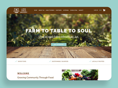website landing page - long table grocery