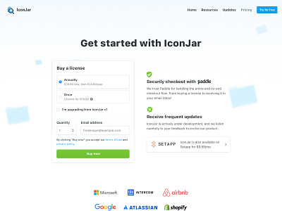 IconJar pricing page checkout form checkout page form input fields parallax pricing pricing page pricing table
