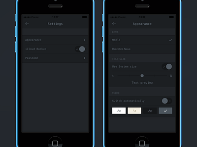 Night Notes Settings Screen by Davey Heuser for Yummygum on Dribbble