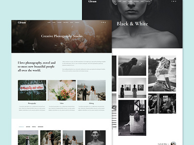 Gleam clean design modern photographer photography portfolio theme ui ux web web design wedding wordpress