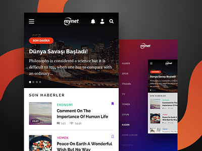 News App redesign card card design magazine menu mobile design navigation news typography ui