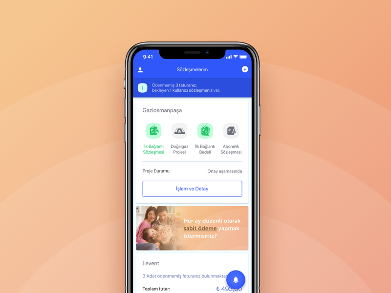 Igdas Mobile App new subscription payment mobile design home subscription natural gas ux ui