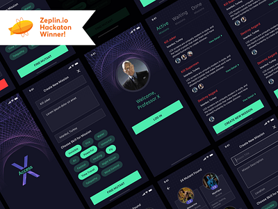 "Professor X App" for Zeplin.io Hackathon Challange [Winner] abstract challange futuristic hackathon mobile app technology ui ui design ux winner x men zeplin