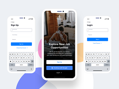 TalentEnvoy - Candidate App Welcome & Sign Up Screens design iphone x login page mobile app mobile app sign up page mobile app welcome page ui ui design ux ux design