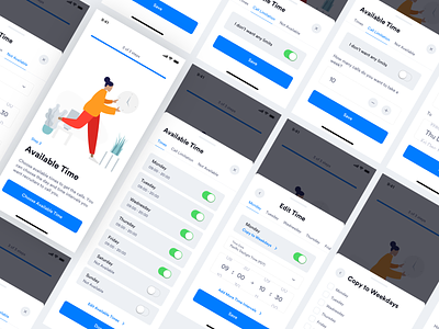 TE - Candidate App - Available Times [Bottom Sheet] available bottom sheet card design illustration ios app mobile app time picker times ui ui design ux ux design