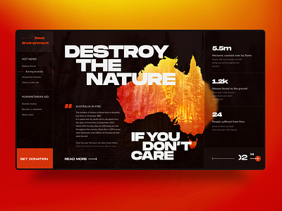 Australia in Fire brutalism concept dark design red ui ui ux design ux webdesign website