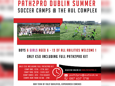 Flyer For Path2Pro camps flyer football poster soccer