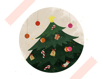 Christmas tree branding christmas flat holiday illustration minimal procreate