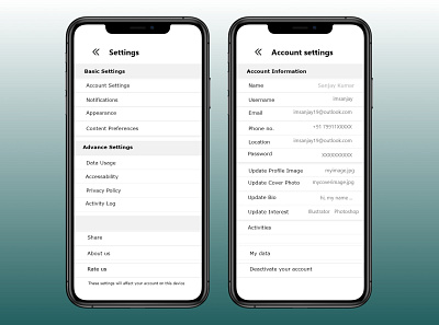 Daily UI - 007 - Settings Screen account settings branding daily 100 challenge dailyuichallenge design design art designer food web design landingpage profile profile page profile settings setting settings settings icon settings page settings ui settingspage ux