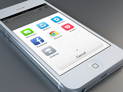 iOS 7 Share Menu action concept flat idea ios ios 7 iphone mockup share sheet ui