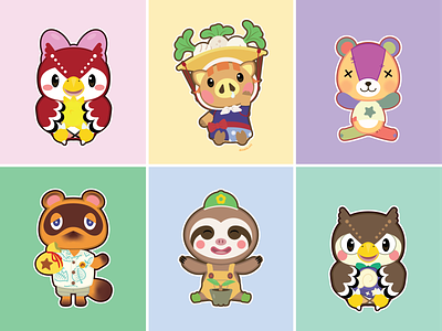 Animal Crossing Characters acnh adorable animal crossing cute design illustration illustrator logo sticker vector