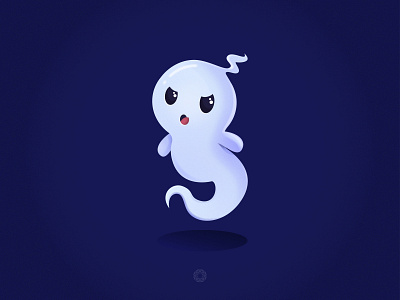 "Scary" Ghost boo character cute design emoji face ghost halloween he tries hounted icon illustration illustrator scary smile vector