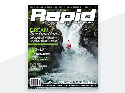 Rapid Magazine Cover - Early Summer 2015 Issue magazine cover magazine design rapid whitewater kayaking