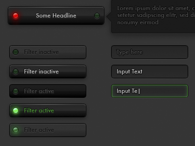 Filter and Some Headline dark soon to be ui kit ui