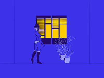 Looking through the other window blues cartoon comic dark girl graphic design illustration minimalistic negativespace nude procreate