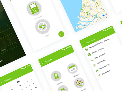 MyCleanCity App calendar contrast gui icon icon artwork illustration interface login map nature navigation onboarding parks plants sustainability ui desgin ux ux design waste management water