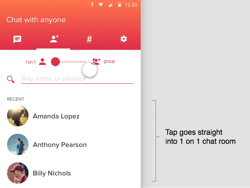 Group Toggle Redux - now with optional group name! ui transitions animation ux toggle interaction group chat