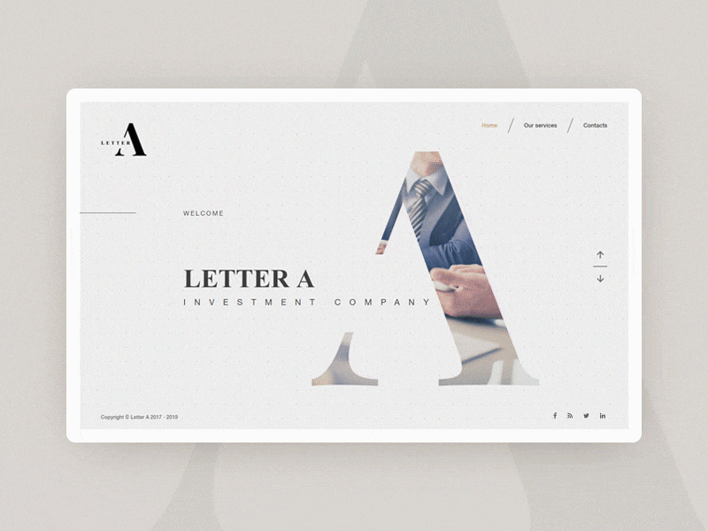 Letter A animations clean company onepage