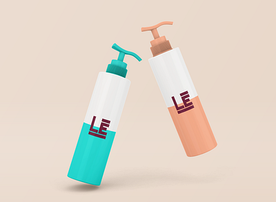 LĒ Cosmetics Pump Bottle Mockup branding design flat icon illustration illustrator lettering logo typography vector