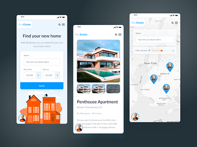 Find your new home app branding design ui ux website