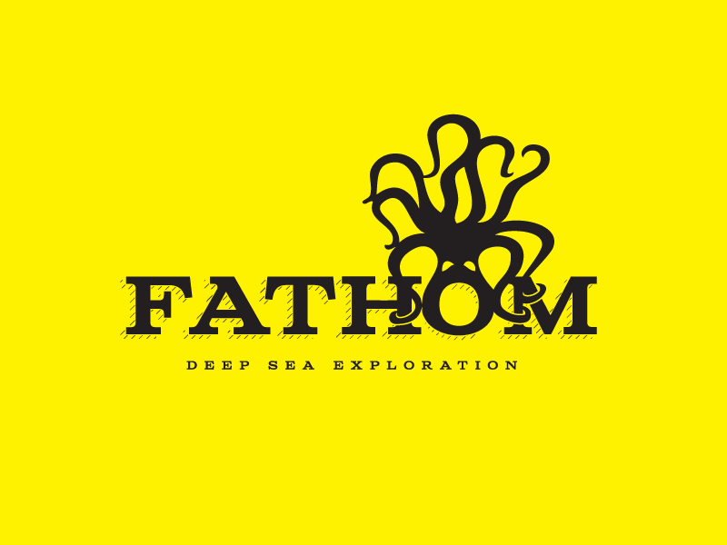 Fathom fathom brand logo identity branding deep sea exploration industrial octopus type underwater columbia