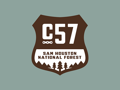 C57 Crest adventure brand system branding cycling forest hiking logo mountain bike mountain biking mtb outdoors parkly trees