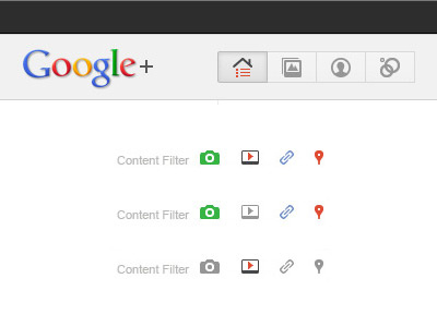 Google+ Content Filter filter icons