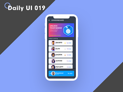 Daily UI 019 - Leaderboard app daily 100 challenge daily ui dailyui leaderboard ui uidesign uiux ux