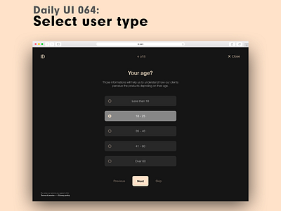 Daily UI 064 - Select User Type age daily 100 challenge daily ui dailyui ui uidesign uiux user user type ux