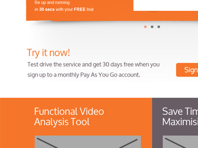 Homepage Layout clear marketing minimal orange purple whitespace