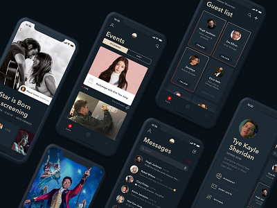 Lumière App Screens app cinematic clean design clean ui colour dark app dark theme dark ui digital art direction flat mobile app mobile design mobile ui modern typography ui ui ux ui design ux