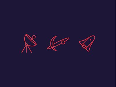 Space Elements IV antenna cosmos icons moon pictogram planet shuttle space spaceship stars