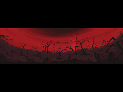 The Last Bird Has Gone bird dark dead trees forest gloomy illustration post apocalypse red sky sky treeline trees woods