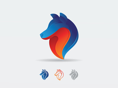 Wolf Colorful Logo designs illustration vector