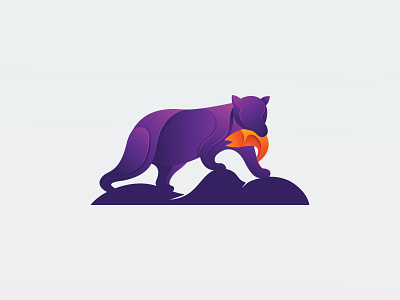 Gradient Purple Bear Illustration - Logo Design