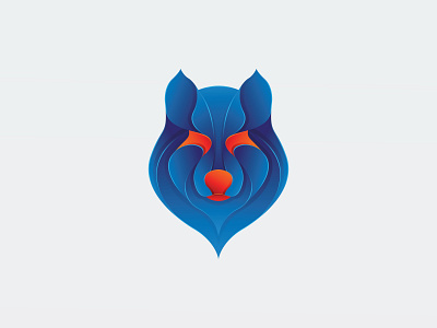 Gradient Blue Wolf Illustration - Logo Design